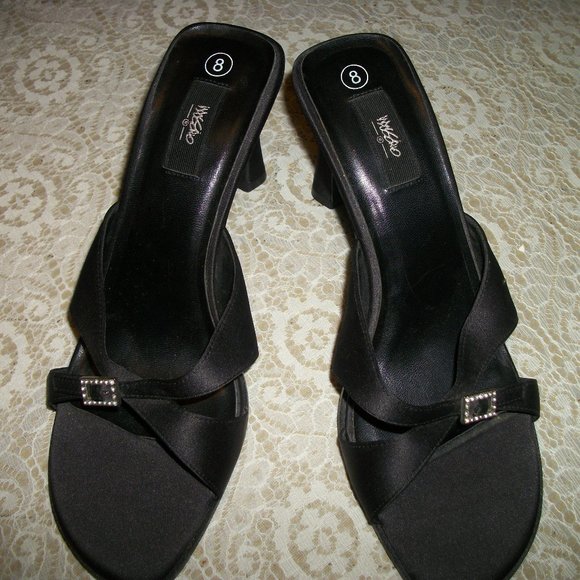 DARLING MOSSIMO BLACK SATIN MULE PUMPS 8 - Picture 4 of 6